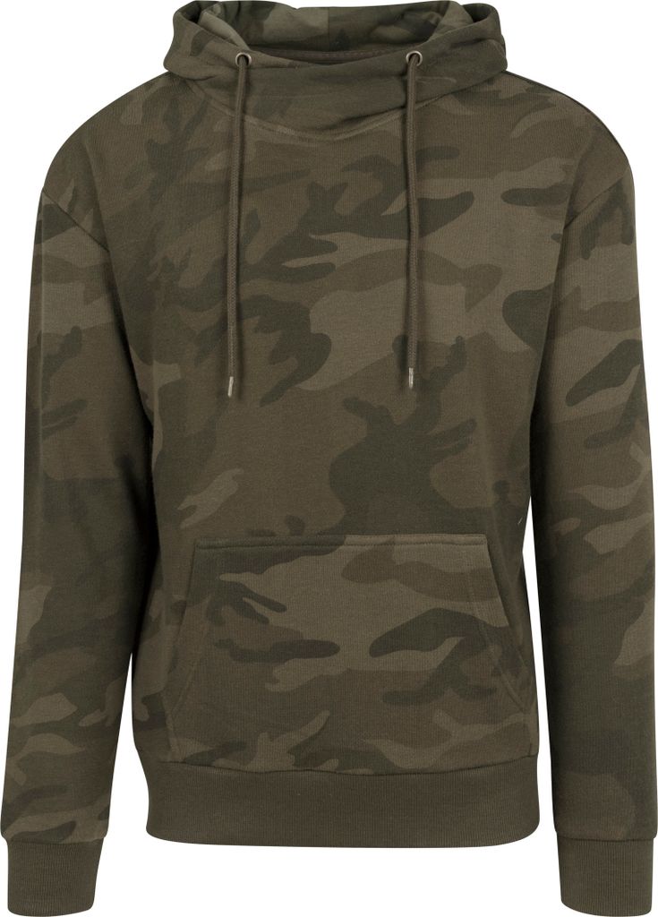 Urban Classics - HIGH NECK Hoody oliv camo - S