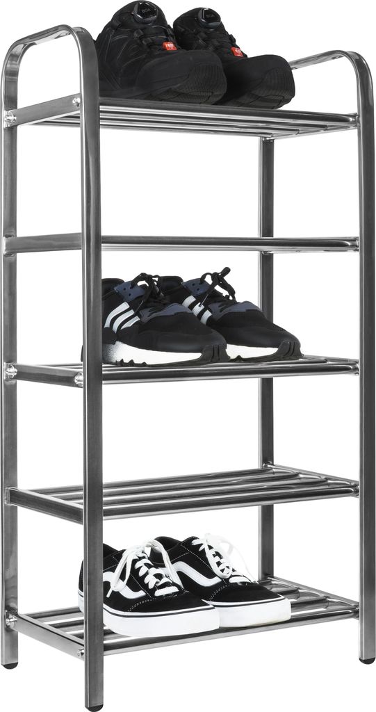 QUVIO Schuhregal - Schuhbank - Schuhregal Flur - 5 Fächer - Edelstahl