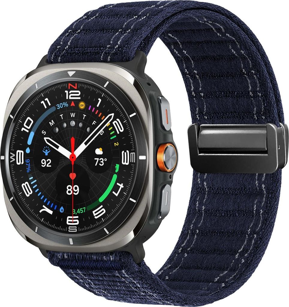 Smartwatch Armband für Samsung Galaxy Watch Ultra 47mm Nylon Textil Band Ersatzband Wechselband Magnetverschluss flexibel atmungsaktiv Blau Dunkel...