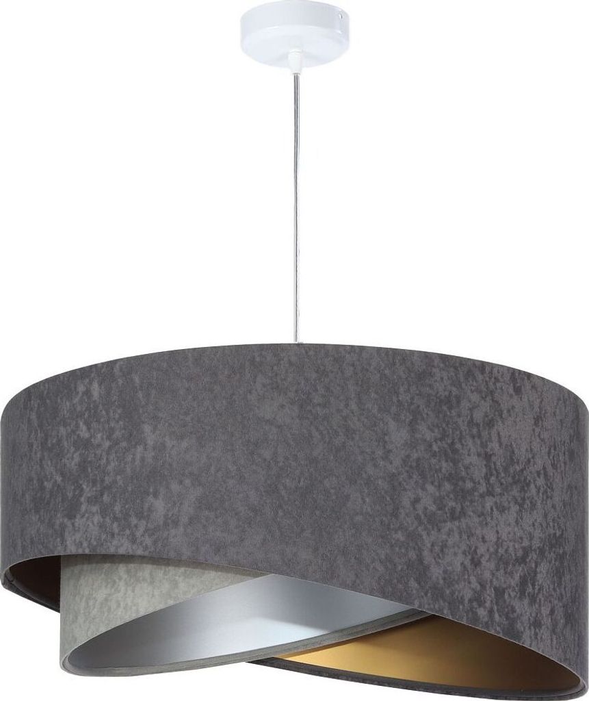 Pendelleuchte Stoff E27 rund Ø 50 cm H: max. 102 cm in Weiß Dunkelgrau Gold Hellgrau Silber Modern Hängelampe