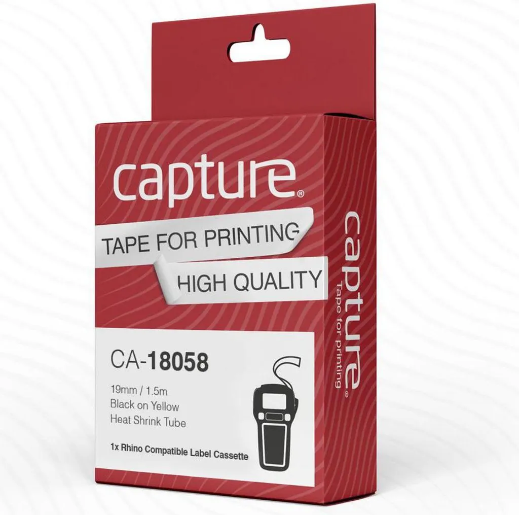 Cassette ruban laminé 19 mm noir sur jaune Capture compatible 1,5 m