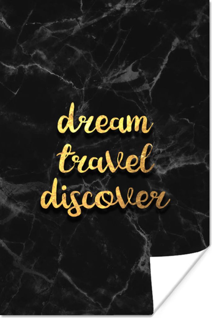 MuchoWow Poster Zitat - Reisen - Gold - Marmor 120x180 cm - Kunstposter