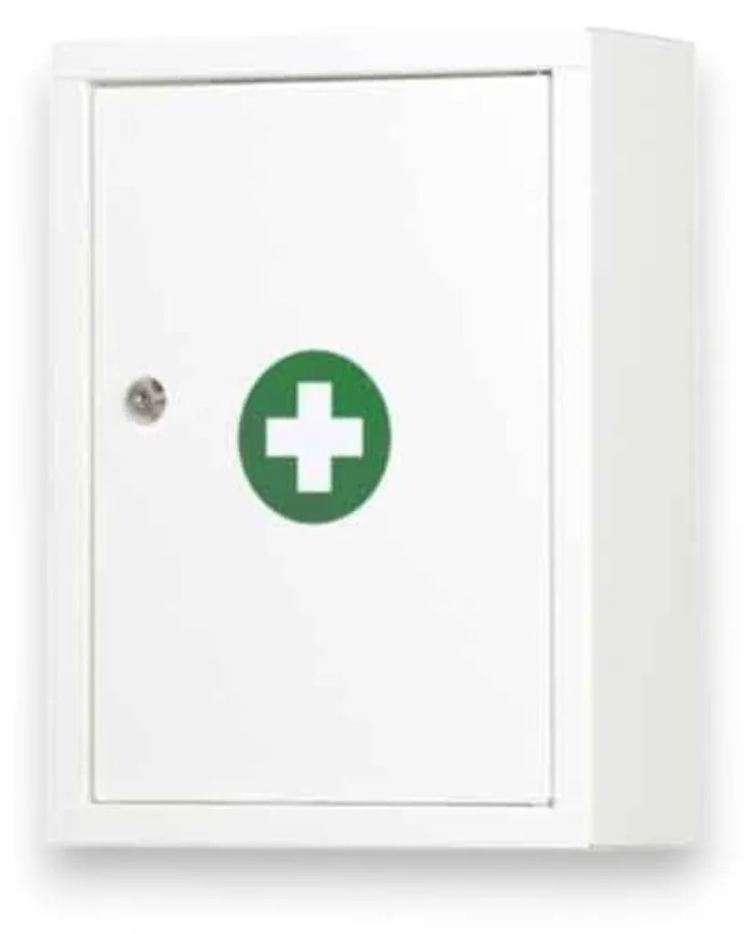 Armoire de secours en acier époxy 45cm avec serrure et deux étagères