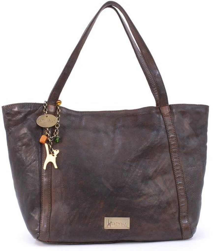 Leder-Shopper-Tas - Grosse Schultertasche - Arbeitstasche für A4-Notizblock - Braun