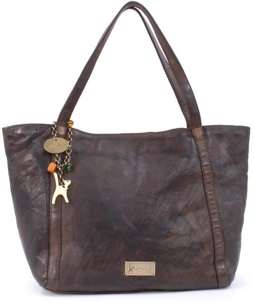 Sac cabas en cuir véritable marron - Grand sac à bandoulière format A4