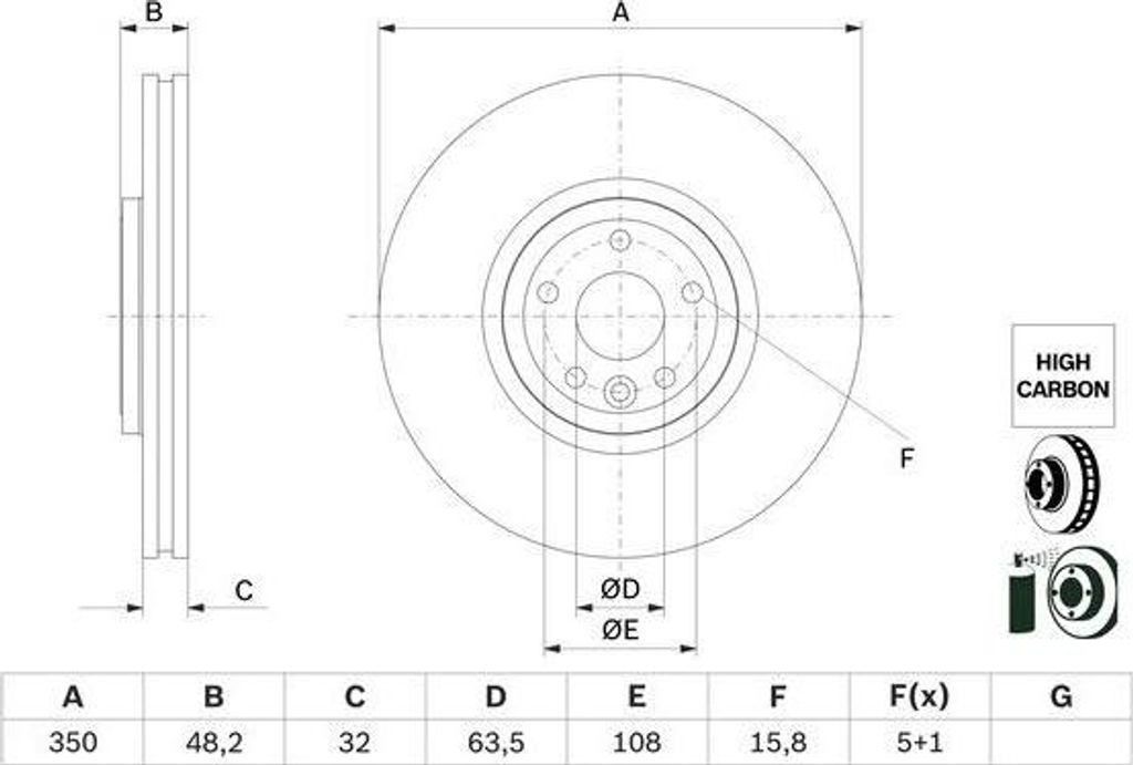 2x BOSCH Bremsscheibe 0 986 479 G33 für LAND ROVER Range Produktbild 