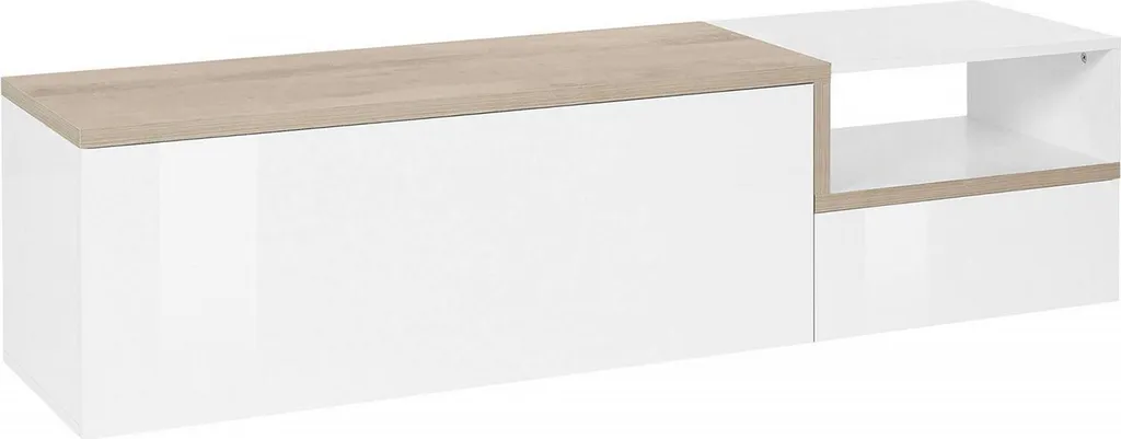 Grand Meuble TV 160cm Blanc Brillant pour Salon Moderne - Fluorite IT
