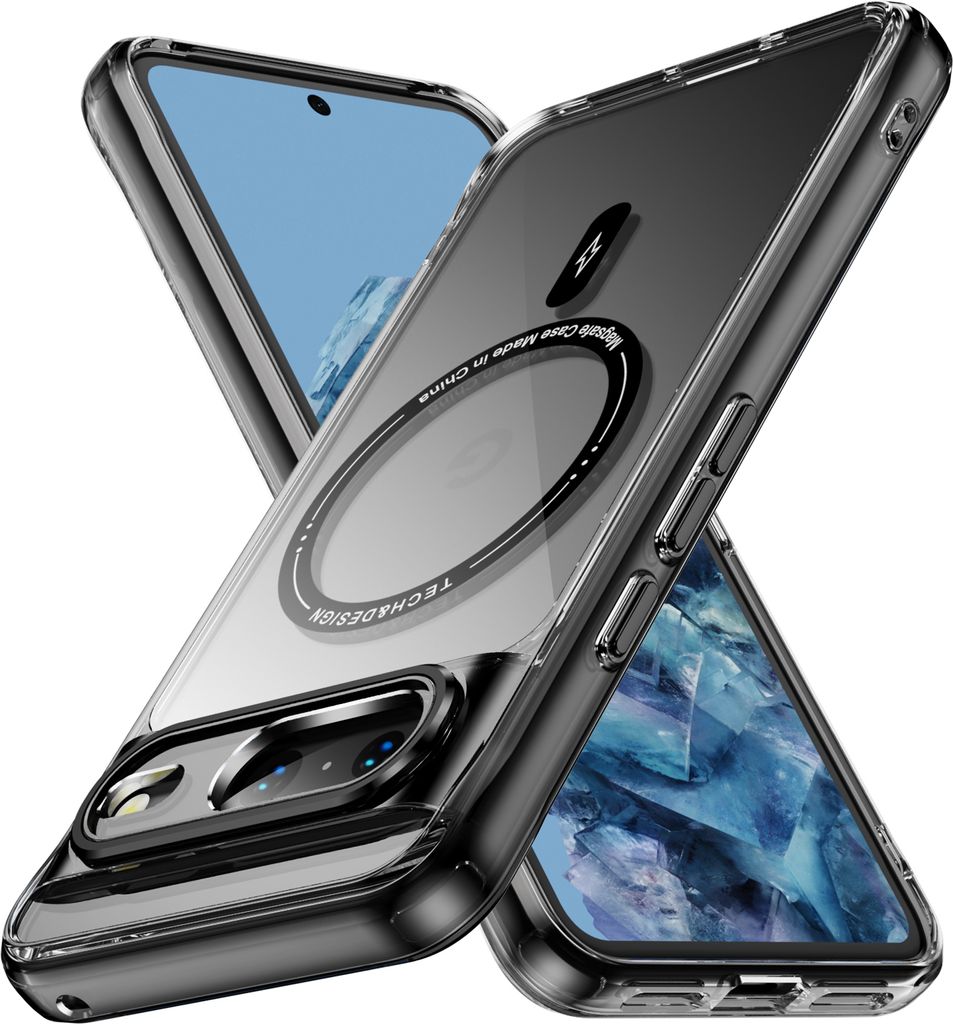 Magnetisch Klare Hülle für Google Pixel 8A, Kompatibel mit MagSafe, Hybrid Stoßfeste Handyhülle Schwarz