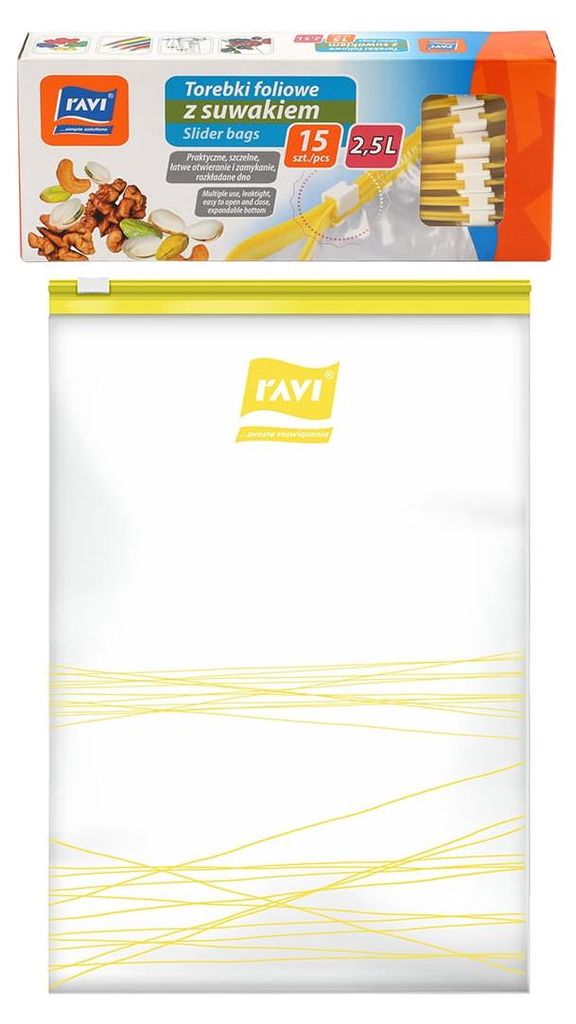 Sacs réutilisables en plastique avec fermeture éclair 2,5l Image du produit 