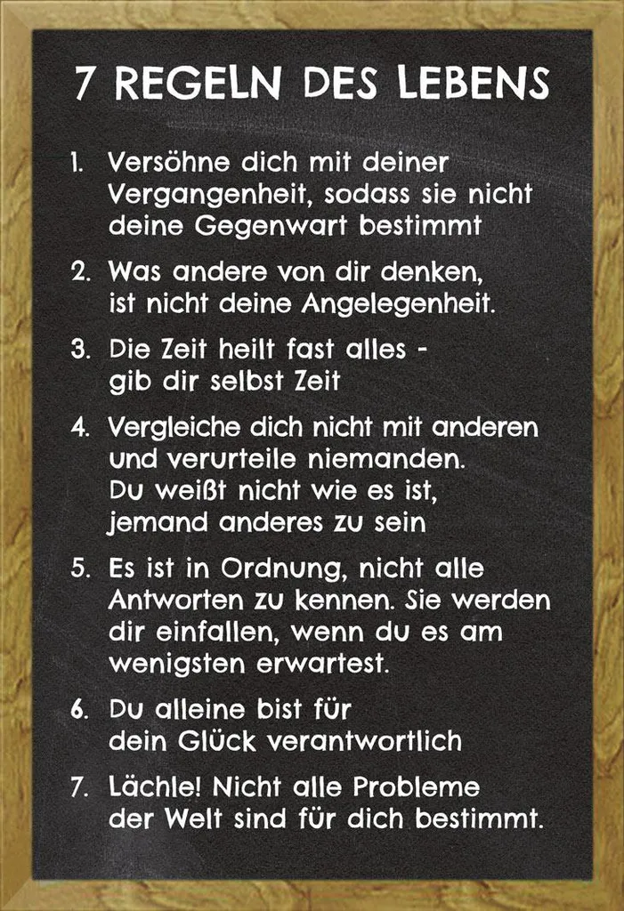 7 Regole della Vita Poster Nero con Cornice Shinsuke Rovere Maxi