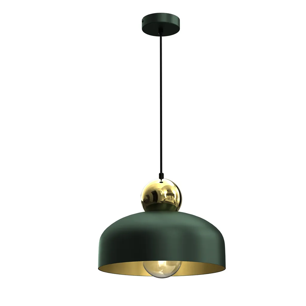 Lampe à suspension moderne verte et dorée pour salon chic HARALD