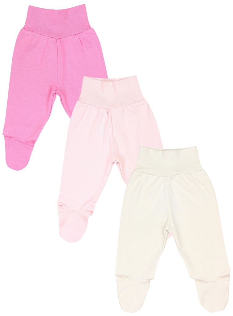 TupTam Baby Mädchen Strampelhose Hose mit Fuß 3er Pack, Farbe: Fusia Rosa Elfenbein, Größe: 86