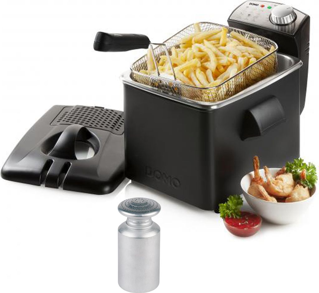 4,5 Ltr Edelstahl Kaltzonen Öl Fritteuse Sichtfenster & Filter mit Salzstreuer