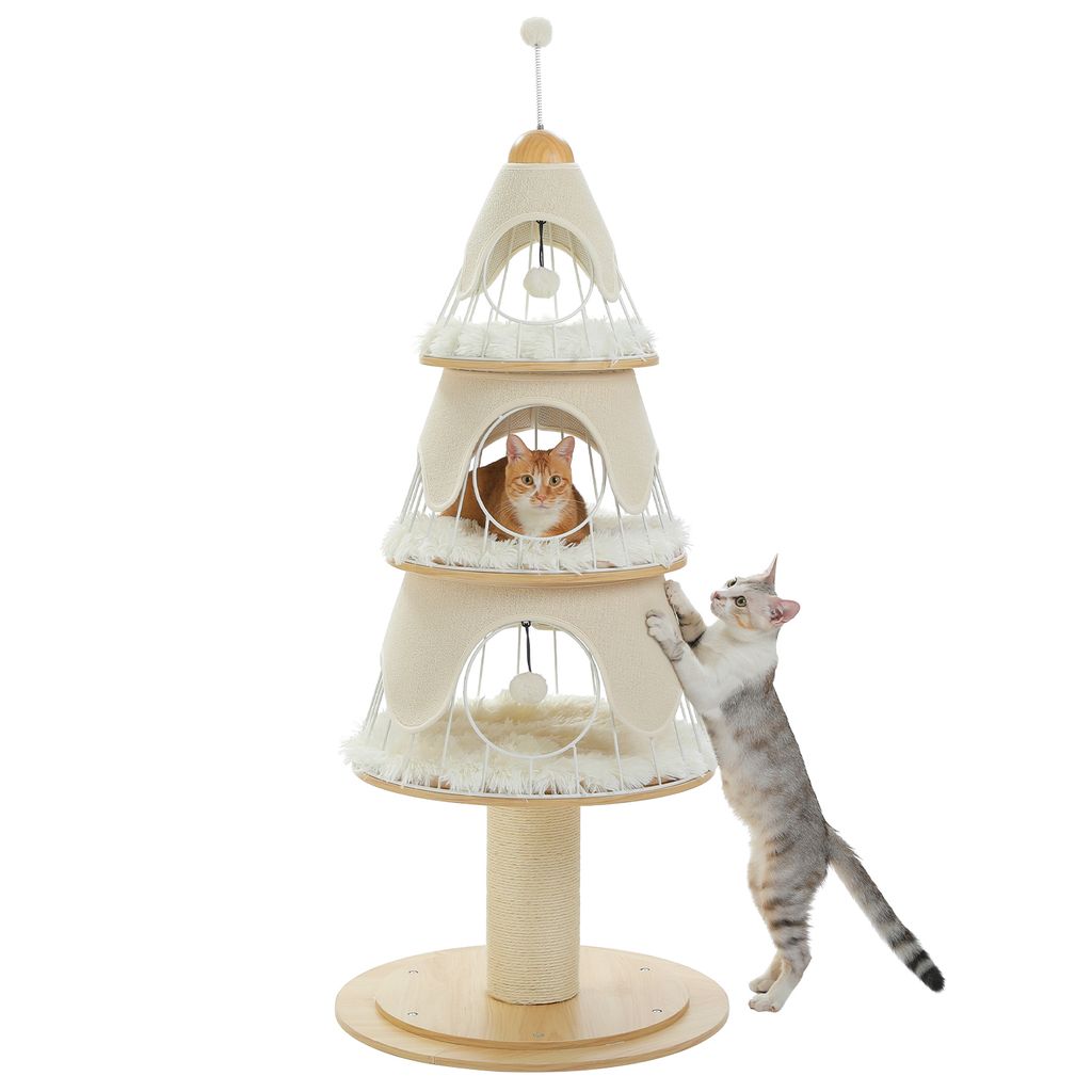 PAWZ Road Weihnachtskatzenbaum 130 cm großer Kratzbaum für Hauskatzen