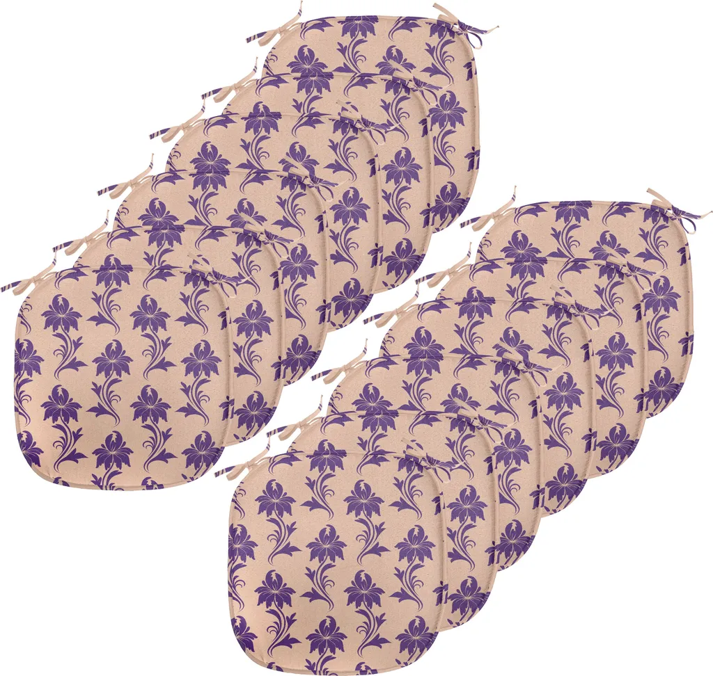 ABAKUHAUS Rivestimento viola per sedie da sala da pranzo, Ancestral Blooming Natur, Cuscino decorativo impermeabile con cinturini per sedie da cucina, 40 cm x 40 cm - confezione da 12, beige