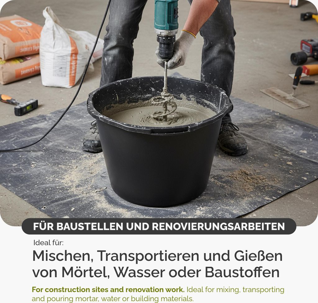 Garronda Mörtelwanne 45 L Rund Mörtelkübel Maurerkübel –