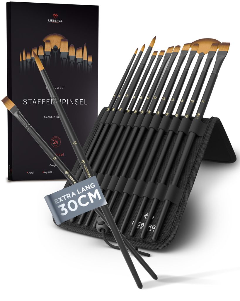 LIEBERGE Premium Langstiel Pinselset Acrylfarben - 12 Produktbild 