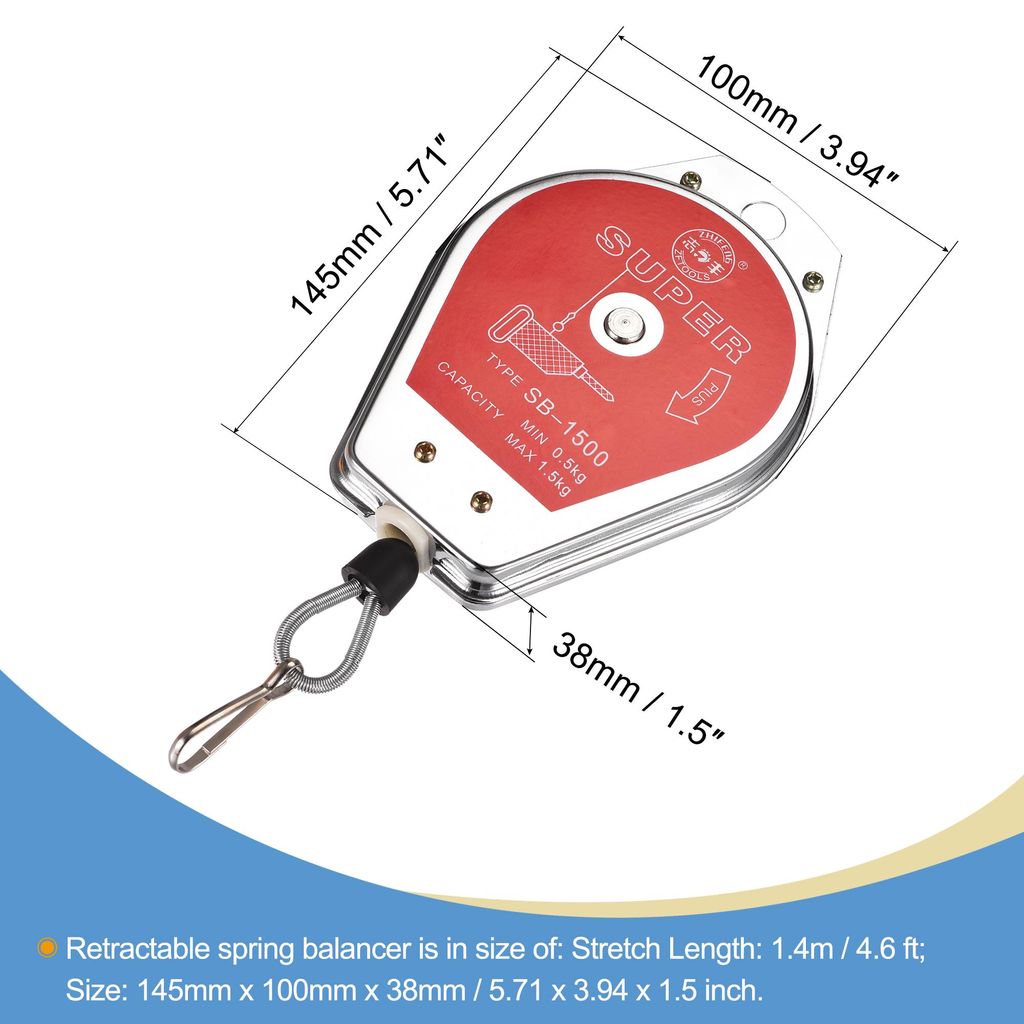 Einziehbar Federzug Werkzeughalter Aufh?ngevorrichtung 1.1-3.3lbs (0.5-1.5kg) Rot fš¹r Flie?band mit Montagezubeh?r
