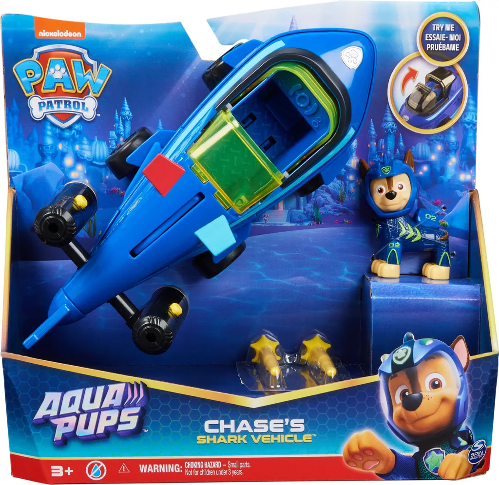 Jouet Pat' Patrouille Aqua Pups Chase Véhicule Deluxe pour 3-5 ans