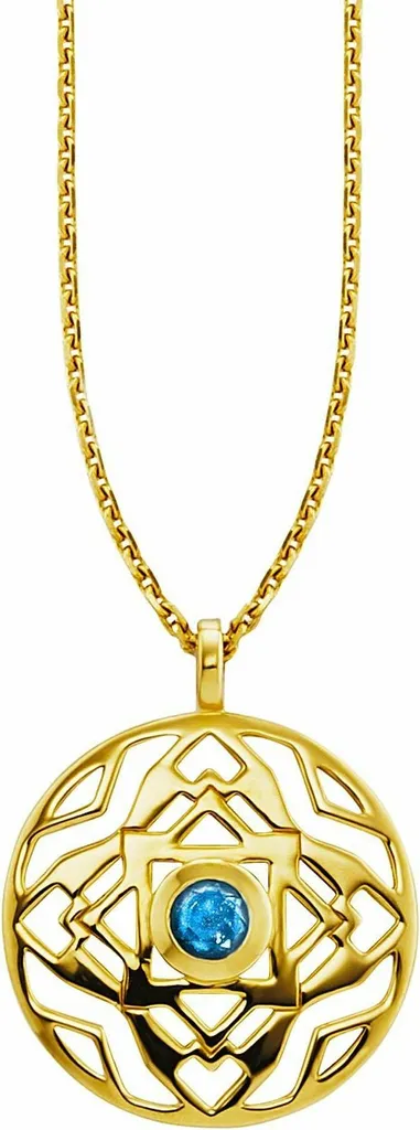 Ciondolo Topazio Blu e Argento 925 Placcato Oro | Eleganza Artigianale