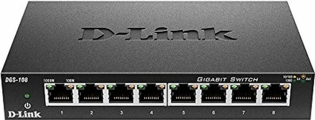 Switch 8 Porte D-Link DGS-108/E Gigabit - Design Compatto e Silenzioso