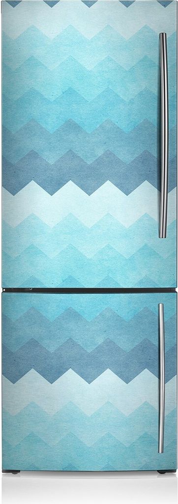Aufkleber Kühlschrankmagnete Dekoration Kühlschrankfolie 60x205 cm - Blaue Zickzacks.
