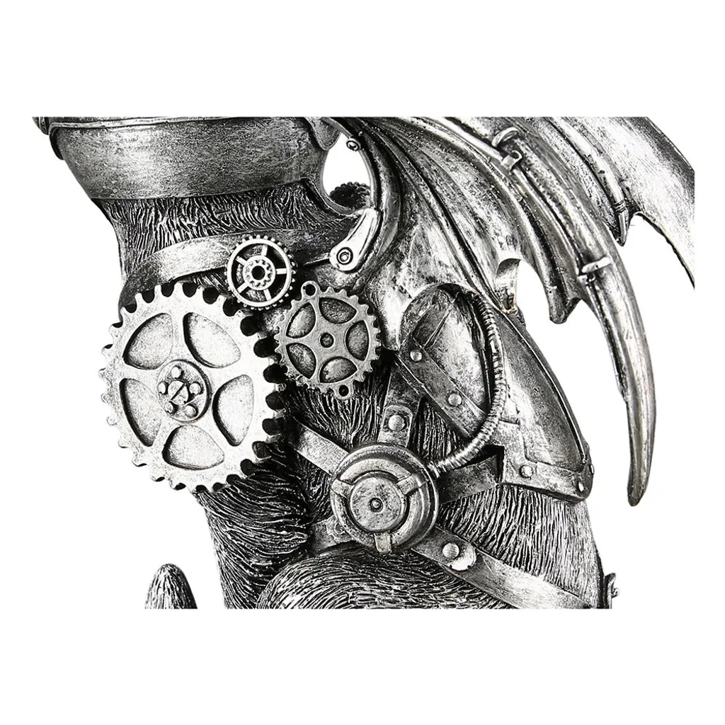 Figurine Chat Steampunk Argentée : Idée Déco Originale et Moderne - 4
