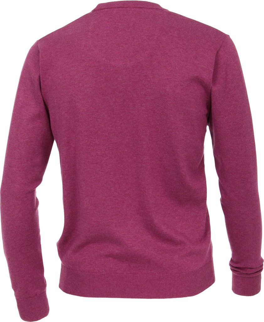 Redmond heren trui katoen, V-hals, magenta, donker paars-roze
