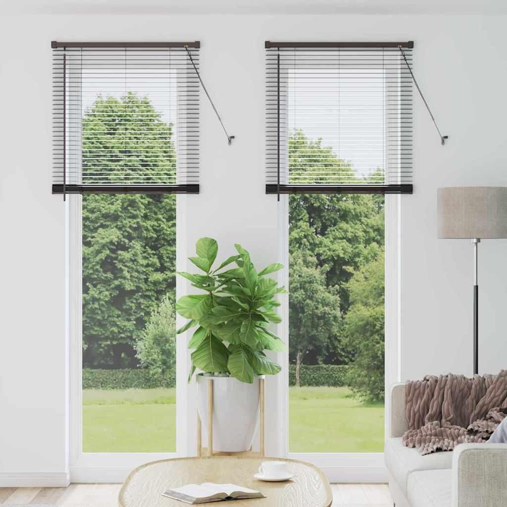 Fenster Jalousie mit Vorhängen Sonstiges Schwarz 80 x 220 cm Aluminium