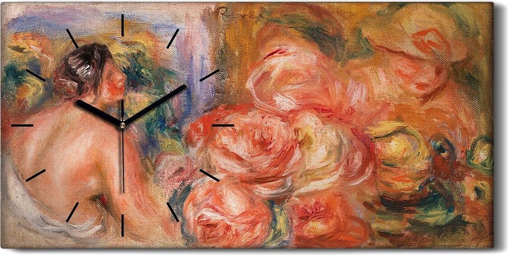 Wandbild Leinwand Bilder mit Uhr 60x30 Malerei Abstrakte Frauen Blumen Kunst - schwarze Hände