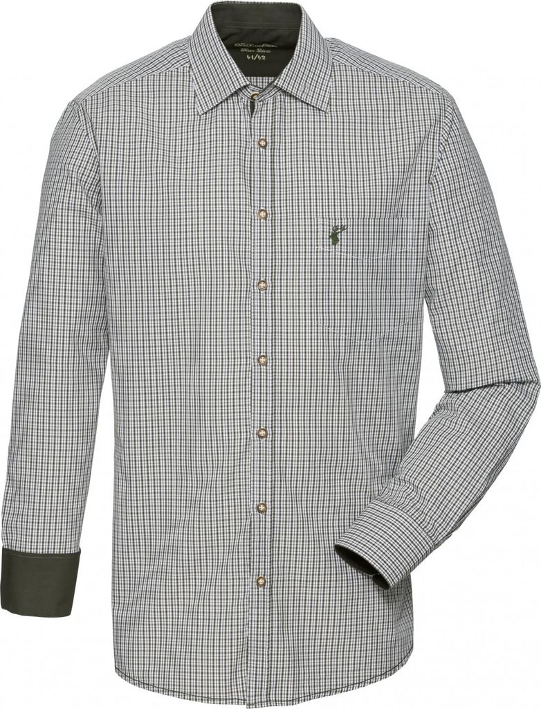 OS Trachten Snivy Hemd 1/1 Arm Slim Fit Herren (Dunkelgrün) Produktbild 