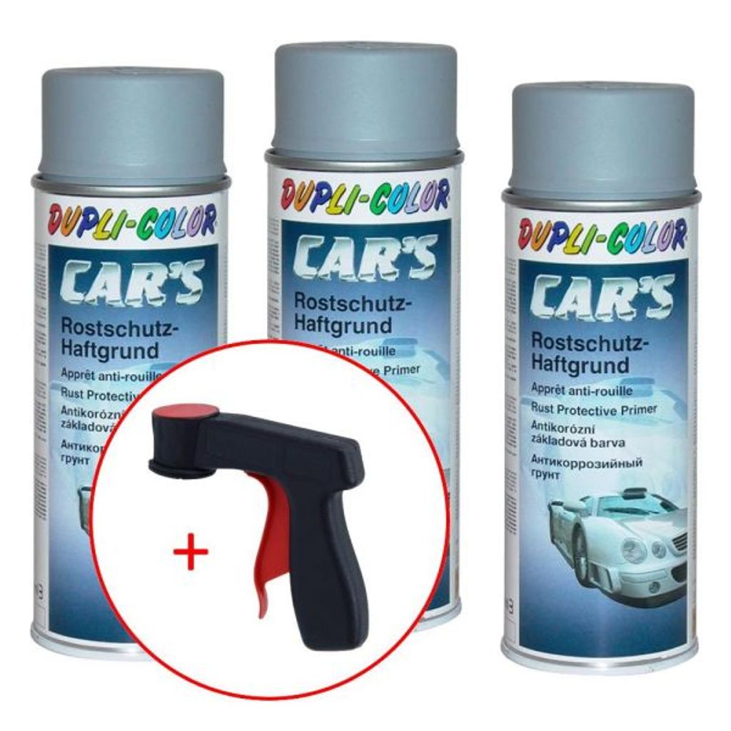 Dupli-Color Car's Rallye Rostschutz-Haftgrund grau 3x 400 ml. + 1 Spraydosen Handgriff