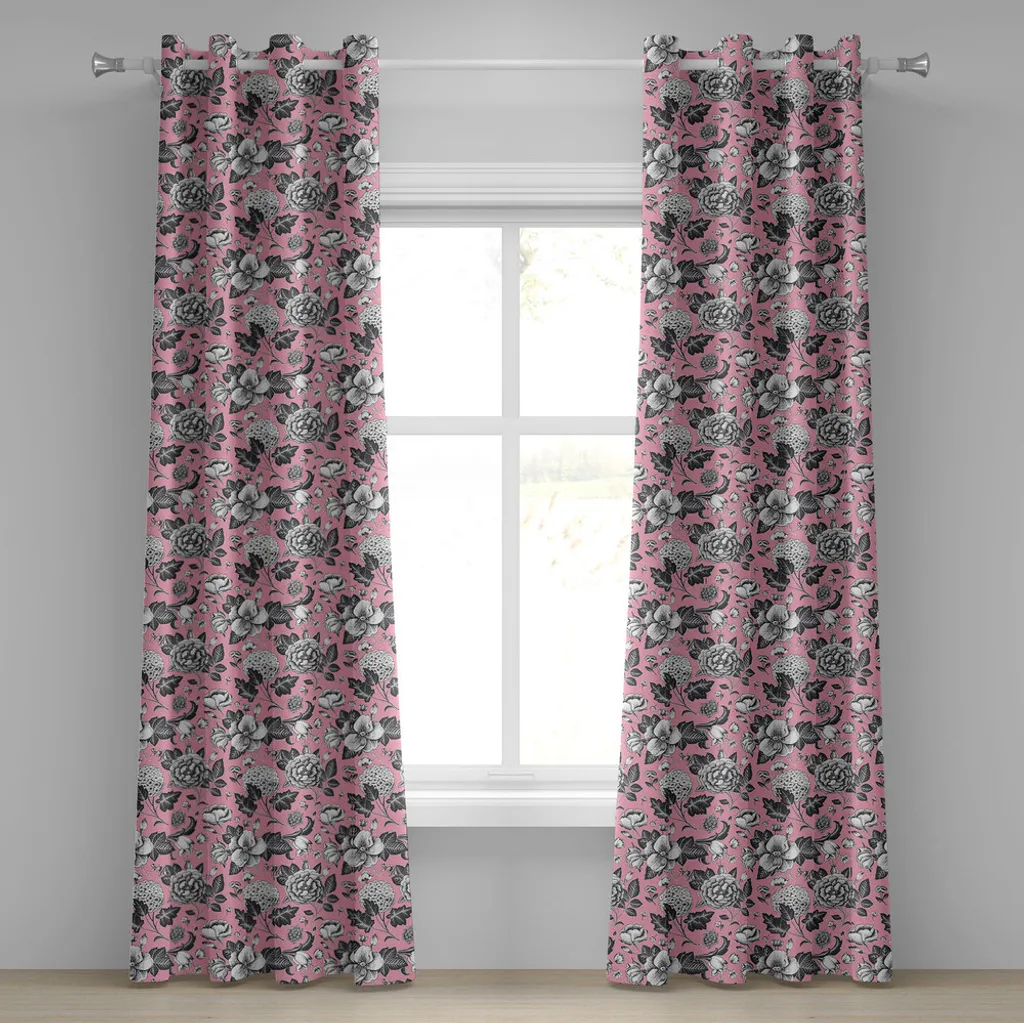 Rideau pour salon ambiance jardin vintage, lot de 2 panneaux 280x175 cm