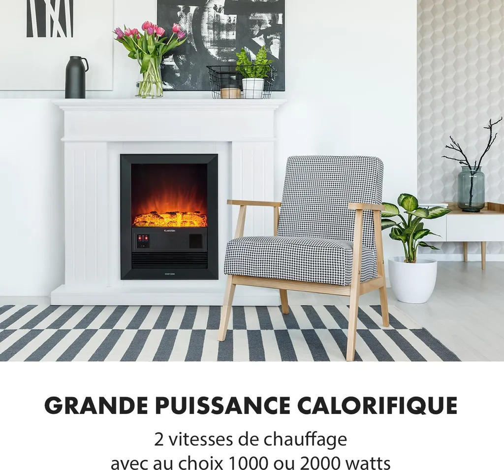 Cheminée électrique insert Kamini FXL 2000W - Chauffer sans conduit LED