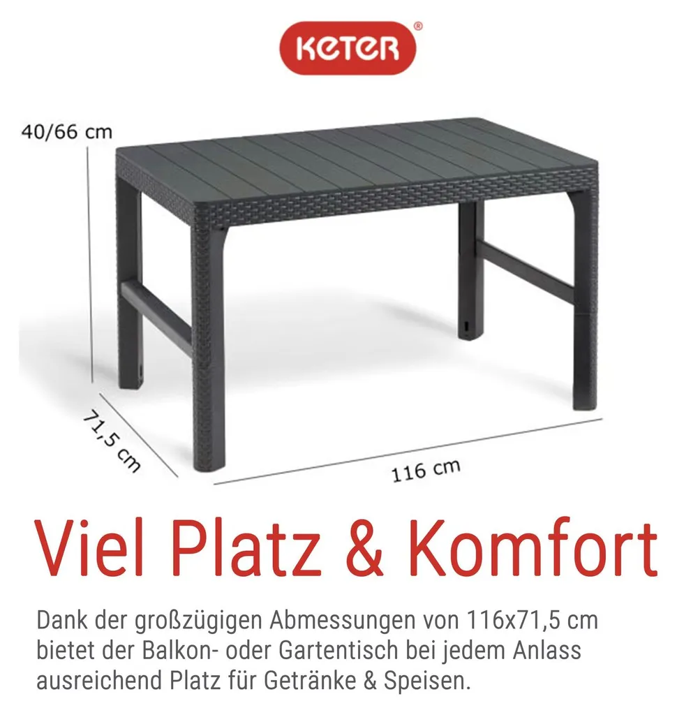 Table de jardin modulable Allibert Lyon 2 en 1 gris graphite - 36