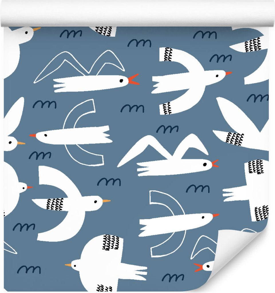 10m VLIES TAPETE Rolle Kinderzimmer Meer Wasser Wellen Vügel Müwen XXL