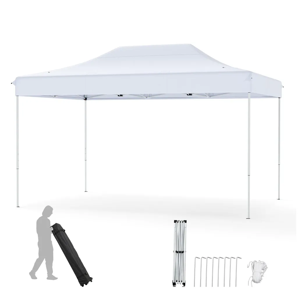 Pavillon pliable 3x4,5m COSTWAY avec sac à roulettes et kits de fixation