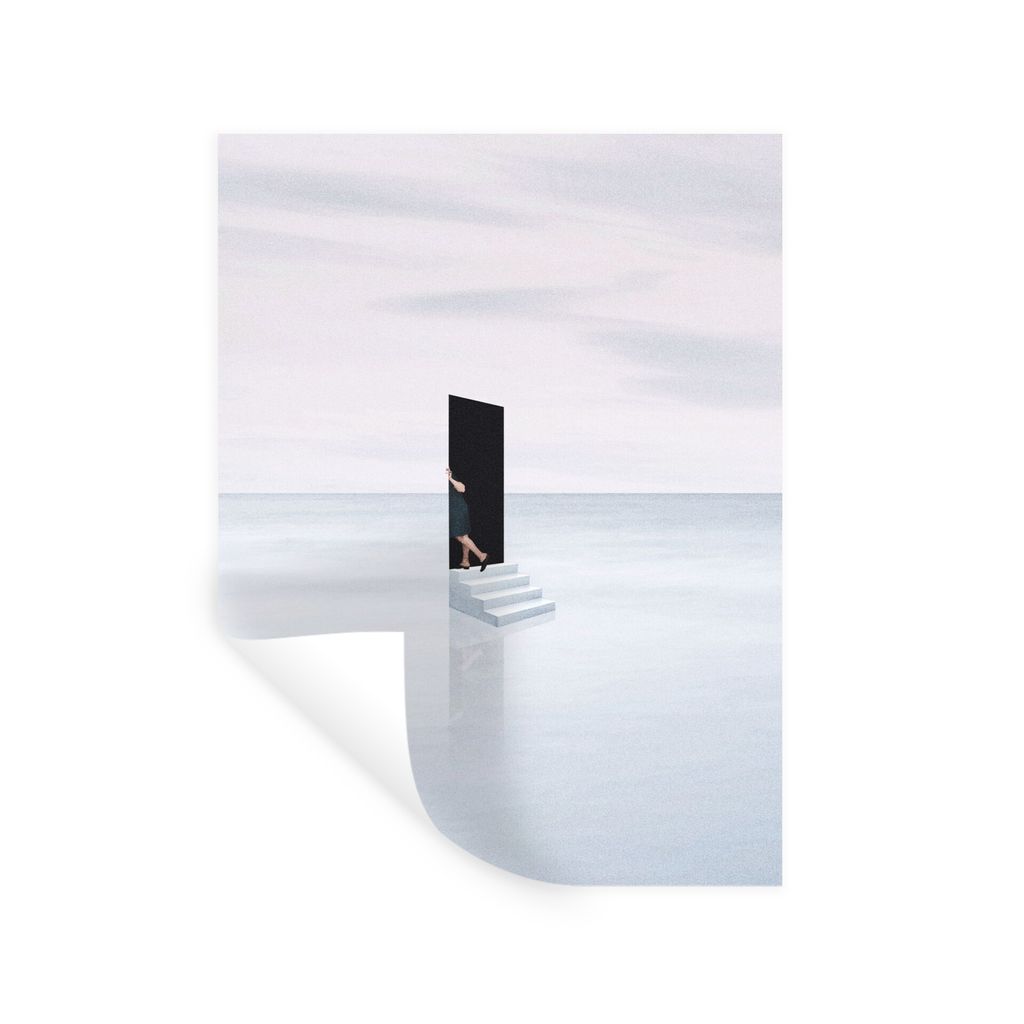 MuchoWow Wandtattoo Wandsticker Wandaufkleber Frau - Treppe - Abstrakt - Tür 30x40 cm Selbstklebend und Repositionierbar - Sticker - Dekorfolie