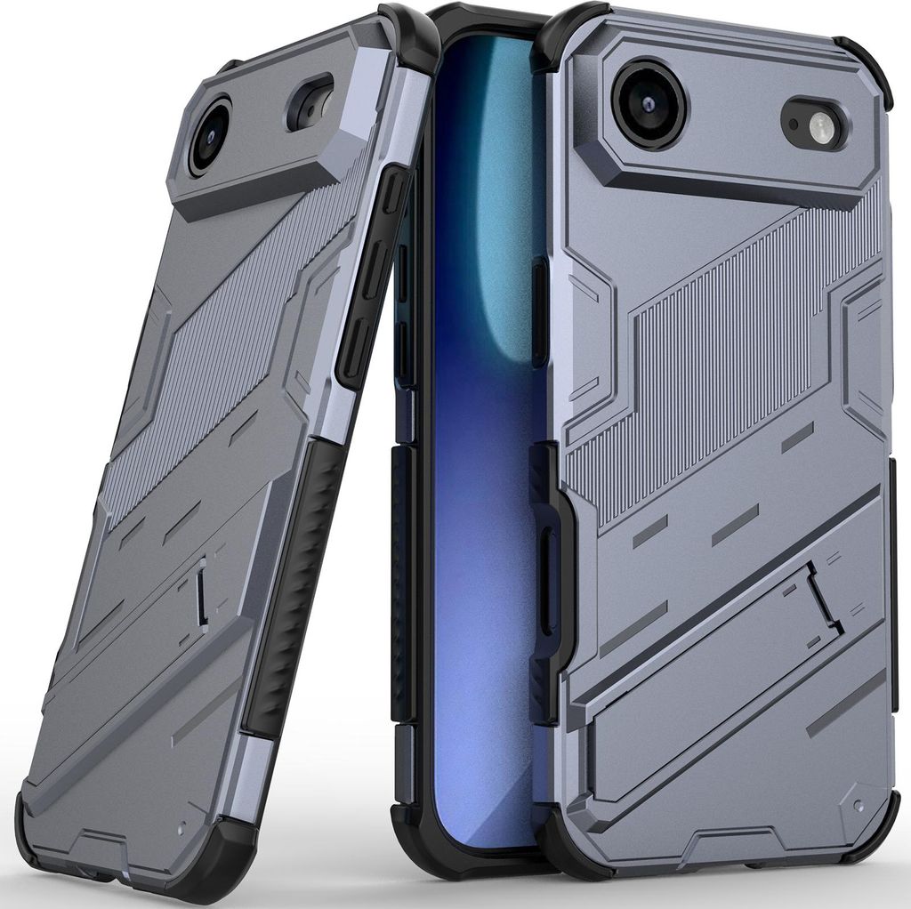 Armor Hülle für iPhone Air Hybrid PC TPU Bumper Stoßfestes Schutzhülle mit Standfunktion Grau