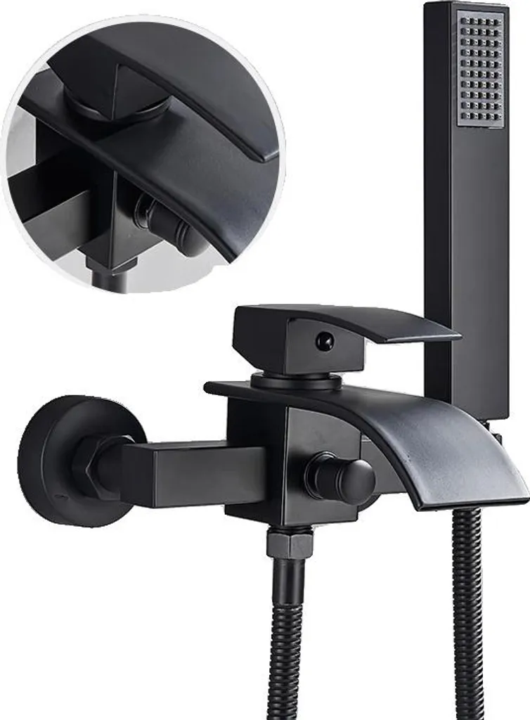 Rubinetteria Doccia Nero Opaco Montaggio Parete - Modello C