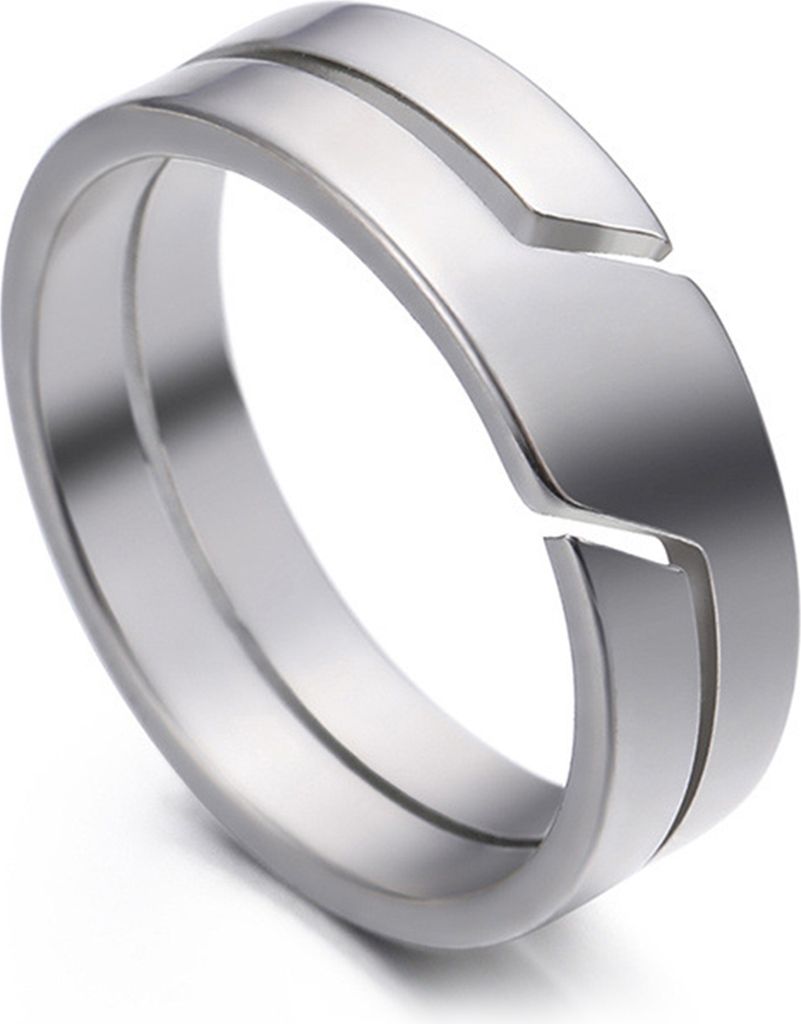 Paarring, klassische Geometrie, glänzend, dekorativ, passend zu Schmuck, Geschenk, Edelstahl, für Männer und Frauen, Persönlichkeit, Linienmust...
