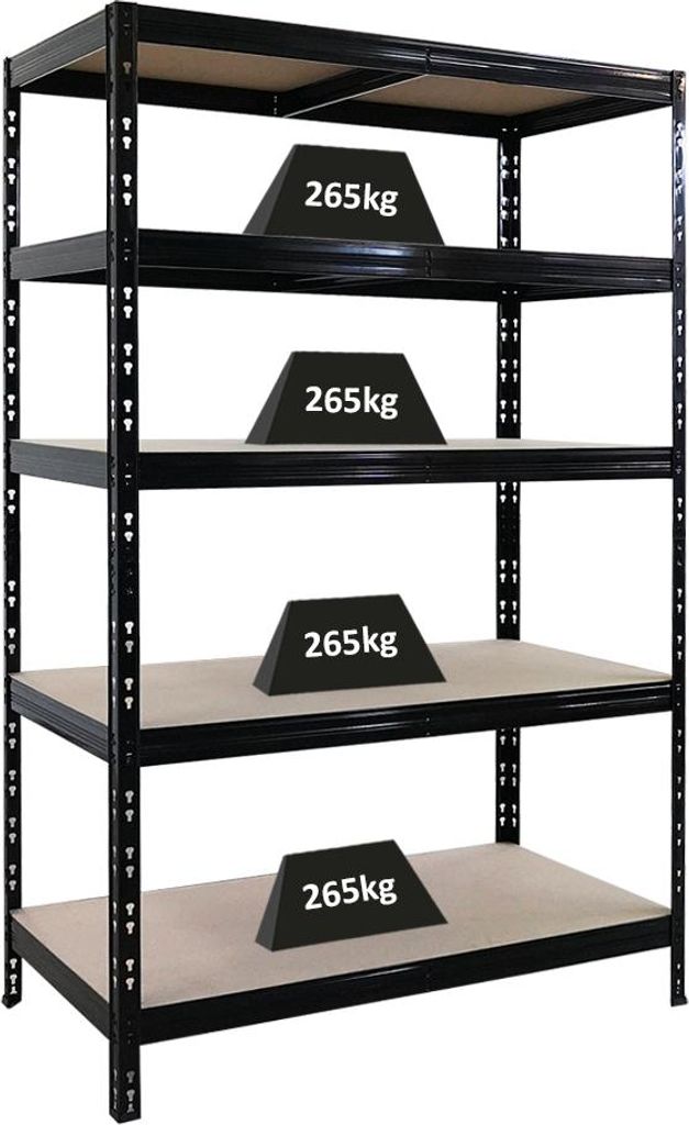 Schwerlastregal Tiger | HxBxT 180x120x60 cm | Fachlast 265kg | Schwarz