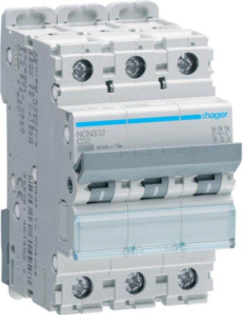 Hager Leitungsschutzschalter 3pol.,C-32A,10kA,3M NCN332 Produktbild 