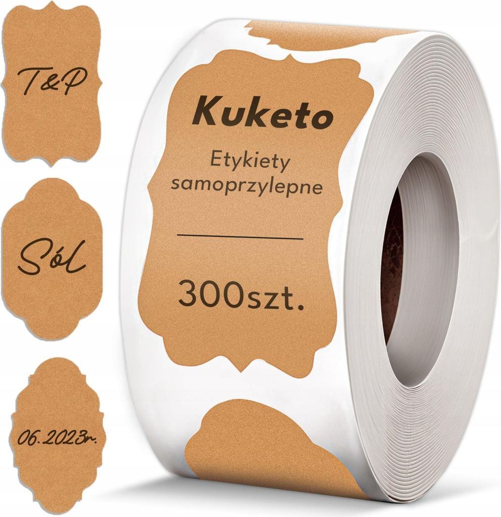 Kuketo | Selbstklebende Etiketten 300 Stück – Beschriftung Für Gläser, Marmelade, Gewürze & Liköre – 3 Designs – Praktisch & Dekorativ