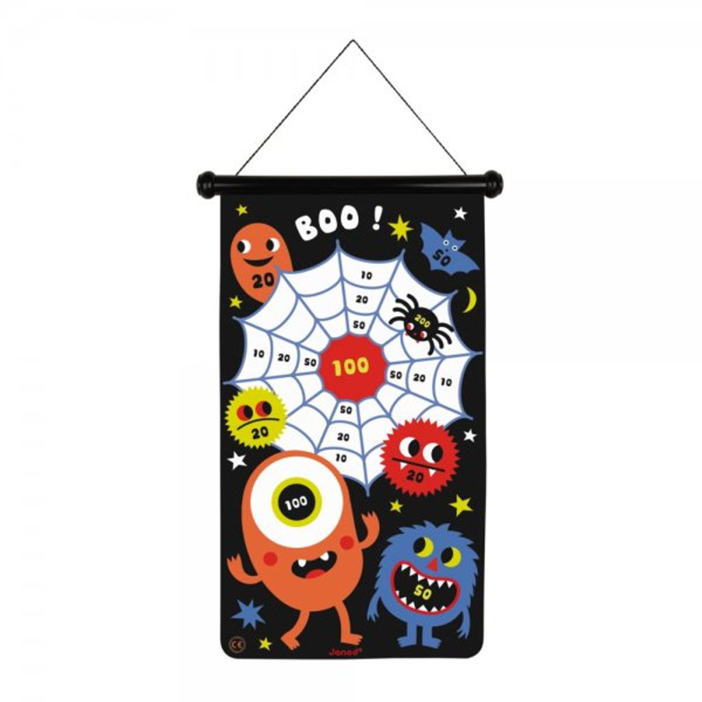 Janod magnetisches Dartspiel Monster - doppelseitige Dartscheibe fr Kinder