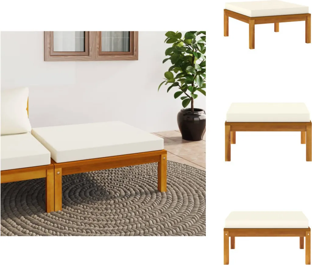 Sgabello Modulare Esterno vidaXL Acacia Massiccia Bianco Crema