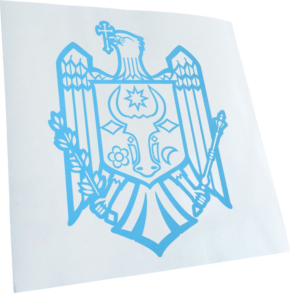 Kiwistar - Autoaufkleber - Moldawien Wappen - lichtblau - 40x32cm - Aufkleber für Auto, Laptop, Fahrrad, LKW, Motorrad Mehrfarbig JDM Decal Racing