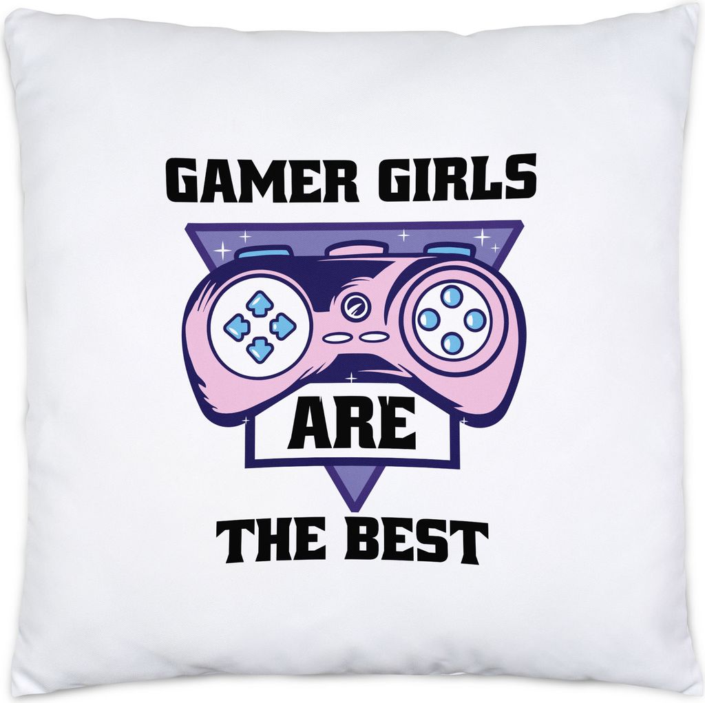Gamer Girls Are The Best Kissen mit süßem Spielkonsole Motiv für Frauen Mädchen die gerne Konsole zocken Streamerin PC