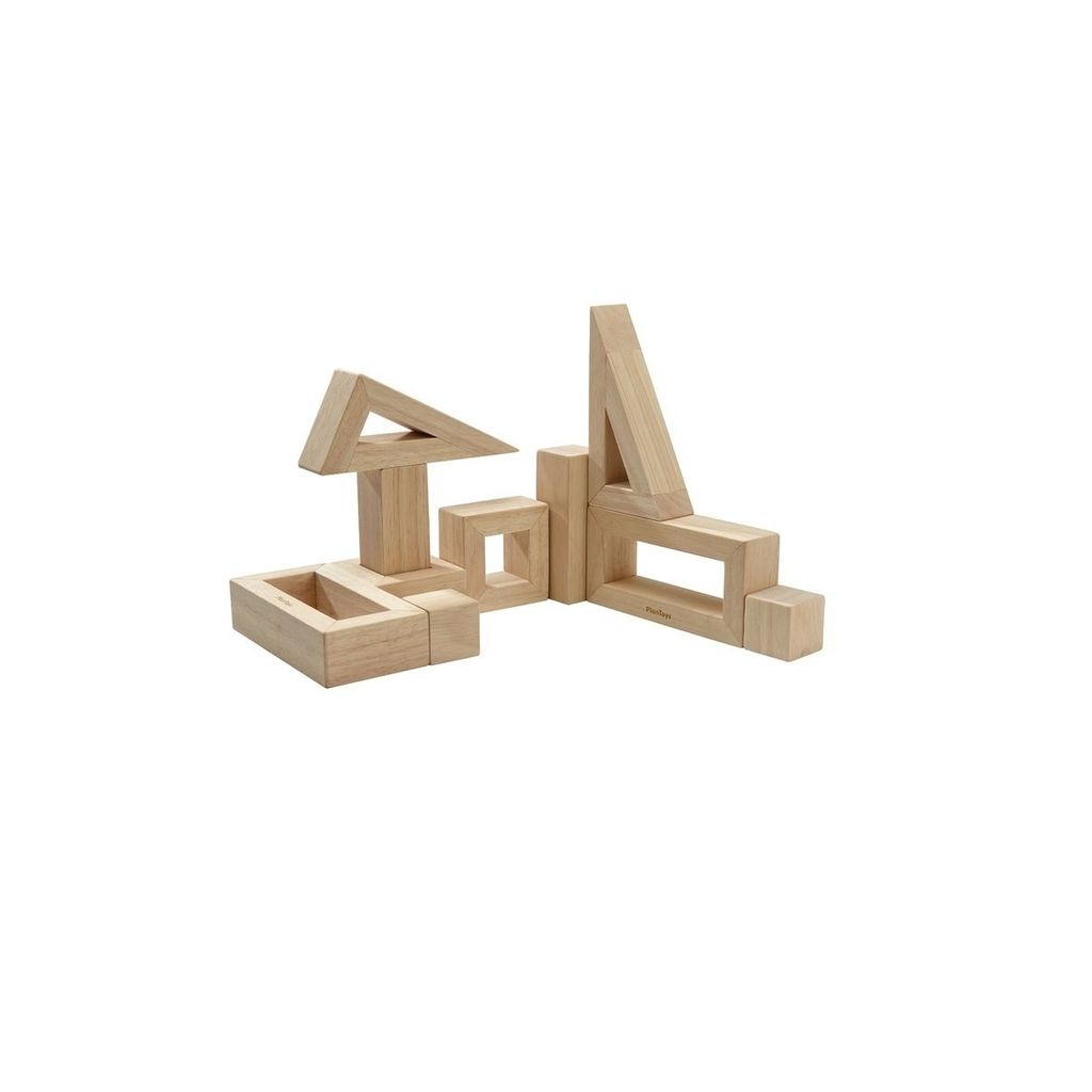 Plan Toys Geometrische Holzklötze aus robustem Gummibaumholz ab 0 Monate