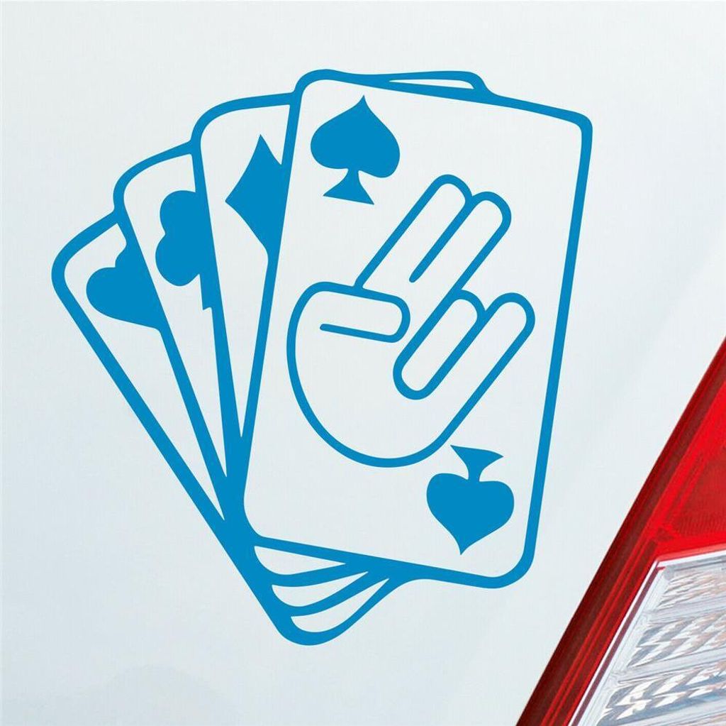 Auto Aufkleber Spielkarten Shocker Poker Tuning 10x10 cm Hellblau Sticker Heckscheibenaufkleber